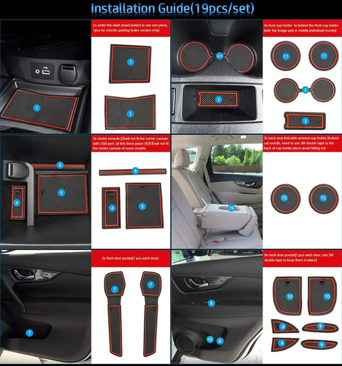 Auovo Anti Dust Mats for Rogue Accessories 2020 2019 2018 2017.5 2017 2016 2015 2014 Custom Fit Door Compartment Liners Car Cup Holder Insert Cent...