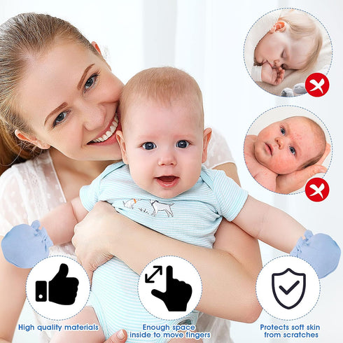 9 Pairs Newborn Baby Mittens Cotton Mittens for Infant Toddler No Scratch Baby Gloves Mittens for 0-6 Months Baby Boys Girls(9 Colors)...