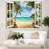 Leeisysme Beach Landscape Tapestry, Tropic Ocean Sea Island Palm Tree Seaside Tapestries for Living Room Summer Window Wall Hanging 36×48 Inch...