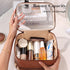 Pocmimut Makeup Bag,PU Leather Large Clear Makeup Bag Double Layer Travel Makeup Bag with Make Up Brush Bag Travel Essentials Organizers(Brown)...