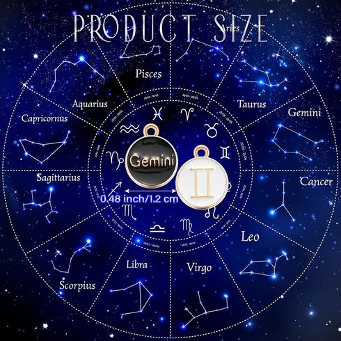 Henoyso 72 Pieces Zodiac Sign Charms Metal Round Double Sided Pendants Twelve Pendants for DIY Bangles Jewelry Making Accessories (Mixed Colors)...