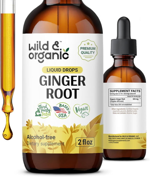Ginger Liquid Extract - Organic Ginger Root Drops - Ginger Supplements for Digestive Support - Vegan, Alcohol Free Tincture - 2 fl oz...