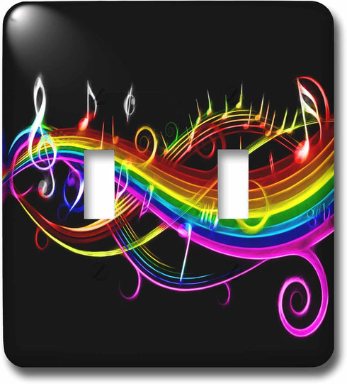 3dRose lsp_167166_2 Music Notes in Neon Rainbow Colors Toggle Switch, Multicolor...