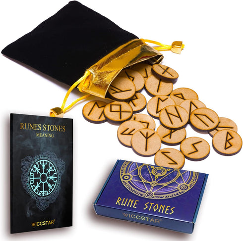 Rune Stones Set with Manual for Beginners and 5 layouts. Viking Nordic Runes...
