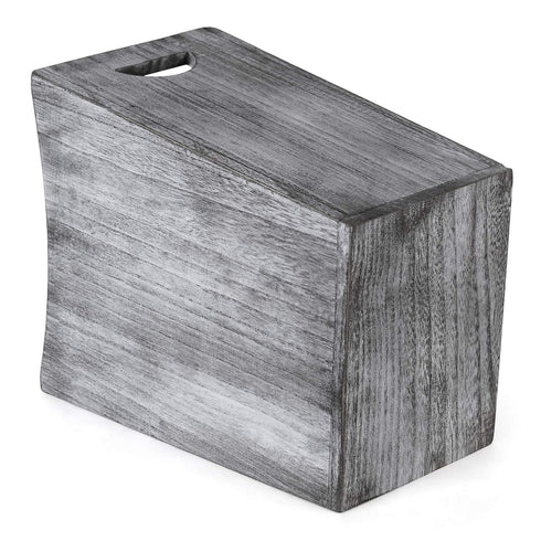 BTY Farmhouse Wooden Trash Can, Small Square Wastebasket Garbage Container Bin Holder, Rustic Torched Home Kitchen Office Trash Cans with Handle f...