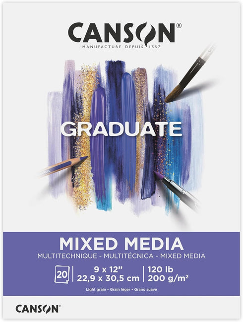 Canson Graduate Mixed Media Pad, Foldover, 9x12 inch, 20 Sheets | Artist Paper for Adults and Students - Watercolors, Mixed Media, Markers and Art...
