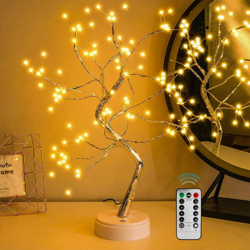 20” 108LED Fairy Sparkly Tree Lamp with Remote Control, USB&3AA Powered 8 Modes, DIY Bonsai Artificial Tree Lights, Fairy Spirit Tree Light for Be...