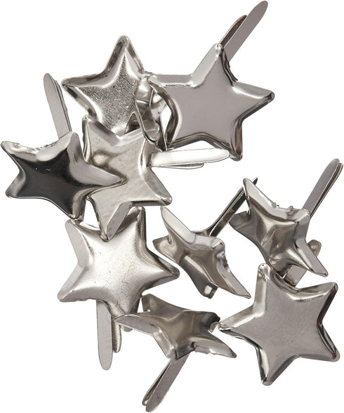 CREATIVE IMPRESSIONS Metal Paper Fasteners 50/Pkg, Silver-Stars...