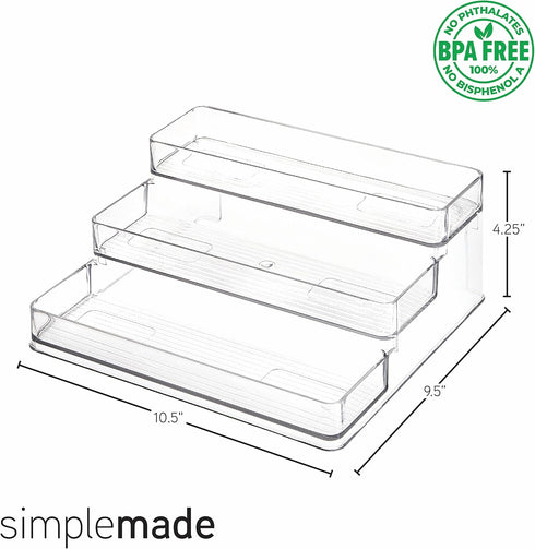 SIMPLEMADE Spice Rack Three-Tiered Shelf, Countertop, and Cabinet Storage and Spice Organizer for Kitchen, Bathroom, Bedroom, and Office, Home Sto...