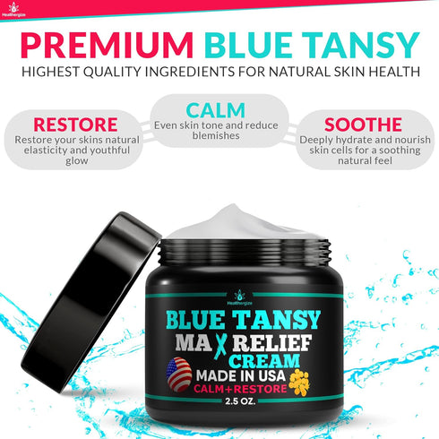 Blue Tansy Oil Face Cream-Balancing Essential Oil Full Body Lotion-Promotes Clear Skin, Wrinkle And Pore Minimizer, Hydrating Night Cream Or Daily...