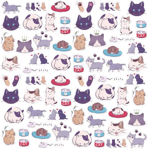 OIIKI 225 PCS Cat Scrapbook Stickers, Mini Size Laptop Stickers Decals, DIY Decoration Stickers for Scrapbook, Laptop, Travel Case, Calendars (5 P...