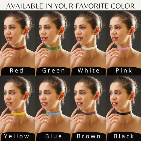 Black Leather Choker Necklace for Women - Plain, Goth Style, Sexy Neck Collar Choker Necklaces for Woman...