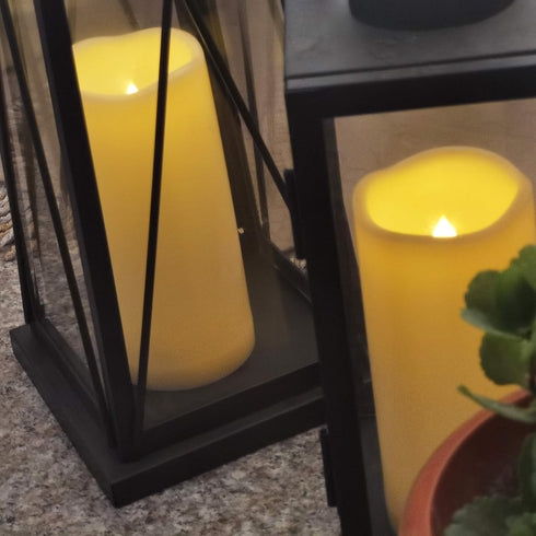 Outdoor Waterproof Flameless LED Pillar Candle with Timer Battery Operated Plastic Large Decorative Electric Candle Light for Halloween Christmas ...