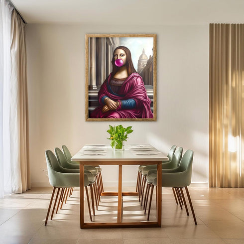 Posterizer 1 pcs-fun Mona Lisa art with pink bubble gum print 1-Comedy Art-Vintage Art-Gift for Street Art, Mural Fans - unframed wall art...