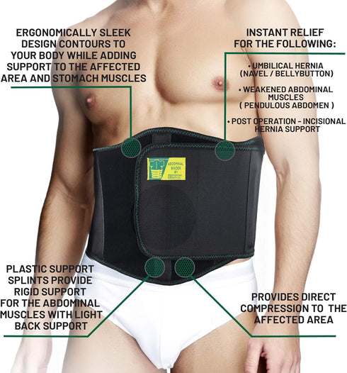 Ergonomic Umbilical Hernia Belt – Abdominal Binder for Hernia Support – Umbilical Navel Hernia Strap with Compression Pad – Ventral Hernia Support...