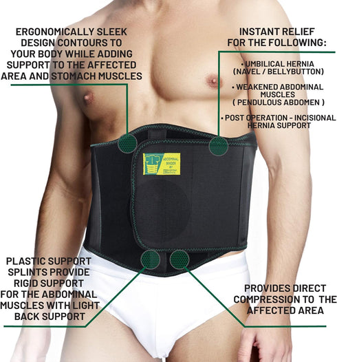 Ergonomic Umbilical Hernia Belt – Abdominal Binder for Hernia Support – Umbilical Navel Hernia Strap with Compression Pad – Ventral Hernia Support...