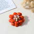 Double Sunflower Dyed Orange Howlite and Cultured Freshwater White Pearl Floral Pin or Brooch...