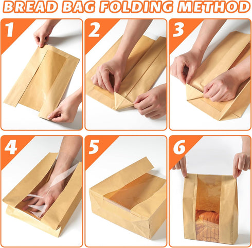 Bread Bags for Homemade Bread, Sourdough Paper Bread Bags With Window, 50% Thicker 13.7x8.2x3.7in A Large Bakery Bags Used for Storage Bread Cooki...