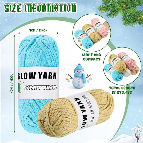 5 Rolls Glow in The Dark Yarn Luminous Crochet Yarn for Crocheting DIY Knitting Glow Fingering Weight Yarn for Arts Crafts Sewing Thread Party Sup...