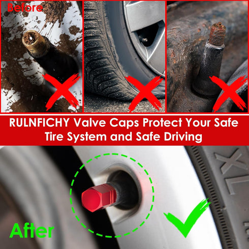 Red Auto Tire Valve Stem Caps: Tire Air Pressure Caps, Universal Schrader Valve Cap for Car Bike Truck Motorcycles...