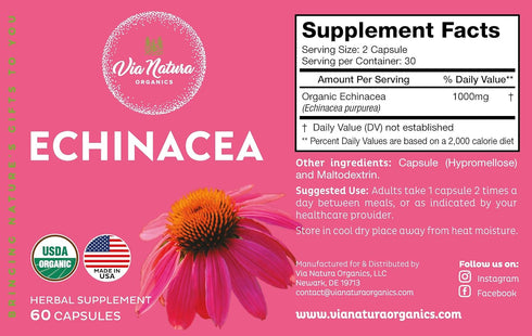 Echinacea Supplement | Natural & Organic | 60 Capsules...
