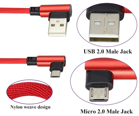 (1m/3ft 90 Degree Micro USB Cable Right Angle USB 2.0 A Male to Micro Male Fast Sync & Charging Cable for Android, Samsung, LG,Huawei, Smartphones...