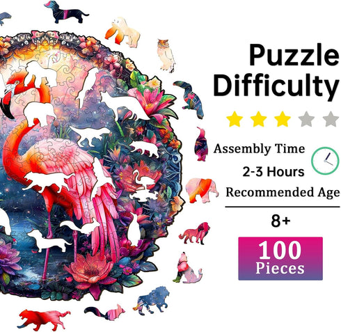 Wooden Puzzles for Adults, Flamingo Wooden Jigsaw Puzzles for Adults, Wood Puzzles Adult, Unique Animal Shape Wood Cut Puzzles for Puzzle Lovers, ...