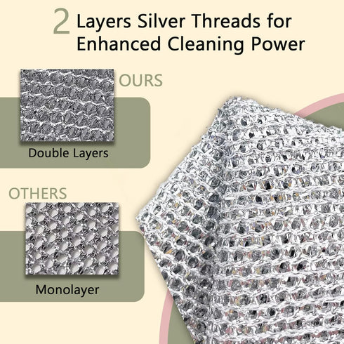 Wire Dishwashing Rag - Non-Scratch Cleaning Cloth for Cookware Surfaces | Multipurpose Wire Miracle Cleaning Rag for Sparkling Results | Gentle ye...