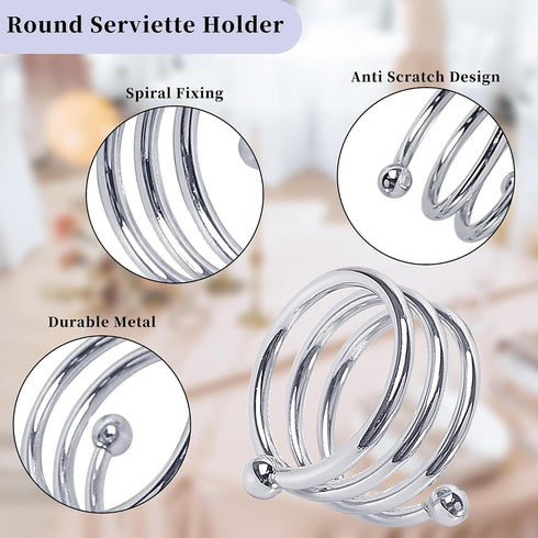 Metal Spiral Napkin Rings Round Serviette Holder Buckles Napkin Rings for Dinner, Holiday Parties, Family Gatherings, Dinner Party, Table Decorati...