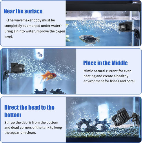 AQUANEAT Circulation Pump, Aquarium Wave Maker, Fish Tank Powerhead Submersible Water Pump w/Suction Cup (Middle 800 GPH)...