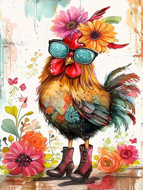 Ekuxom Chicken Diamond Art Kits for Adults, 5D Chicken Diamond Painting Kits for Adults, Round Full Drill Diamond Art Kits for Adults Chickens for...