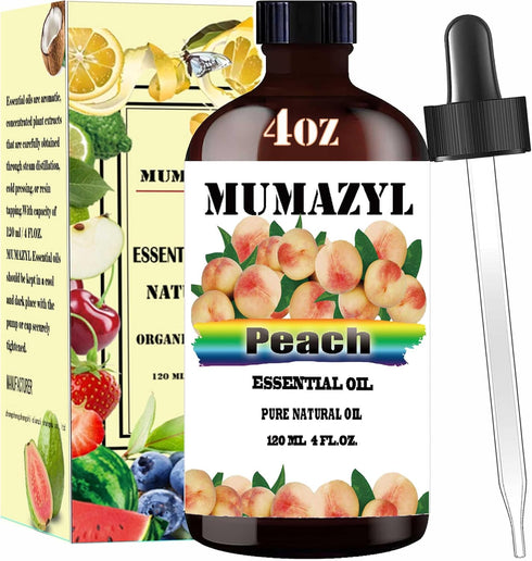 Peach Essential Oil, Peach Oil 4 Fl Oz 120ML for Diffuser Humidifier Yoga Cleaning DIY Candle Soap Making Peach Essential Oils...
