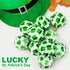 St. Patrick's Day Ball Ornaments, 12PCS Green Shamrocks and Hat Fabric Wrapped Balls, Decorative Hanging Ornaments for Tree Home Office Bedroom Pa...