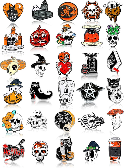 Ferraycle 30 Pieces Enamel Pins Set Enamel Pins for Backpacks Cool Horror Enamel Lapel Pins Steampunk Brooches Pins for Hats Clothes Women Men (Gh...