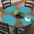 SHACOS Round Table Shape Placemats Set of 4 Wedge Placemats Heat Resistant Woven Vinyl PVC Table Mats Indoor Outdoor Wipe Clean (4, Teal Blue)...