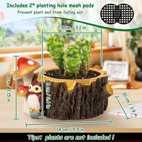 Owl Succulent Planters Flower Plant Pots for Plants with Drainage Hole?Planter Pots for Indoor Plants/Succulent/Cactus,Indoor Planter for Home Off...
