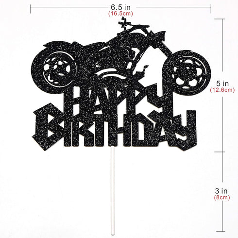Happy Birthday Cake Topper Black Flash Motorcycle Party Decoration Birthday Party Cake Decoration...