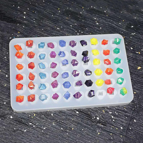 Mold Resin Craft Makes 60 Crystals - Small Crystal Stones Silicone Mold for Resin - Candles - Soap - Ice Cube - Jewelry - 1 Unique Shapes (White)(...