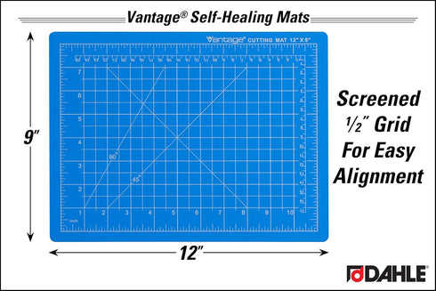 Dahle Vantage 10690 Premium Self-Healing Cutting Mat, 9"x12", 1/2" Grid, 5 Layers for Max Healing, Perfect for Crafts & Sewing, Blue...