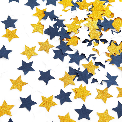 300pcs Navy Blue White Gold Confetti,Glitter Paper decor Twinkle Little Star Table Confetti,Birthday Graduation 2025 Fathers Day Wedding Baby Show...