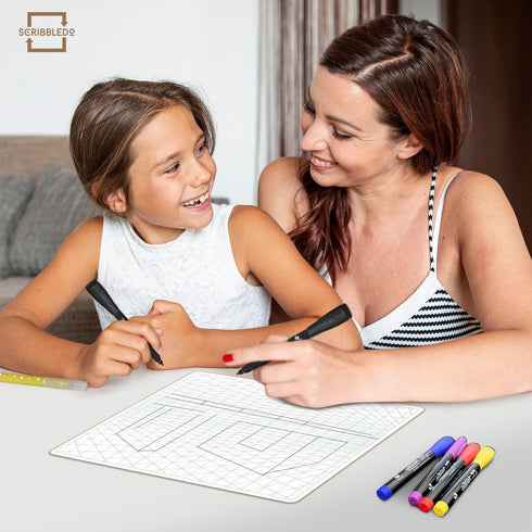 SCRIBBLEDO 2 Point Perspective Grid 11”x14” Large Graph Dry Erase Board Double-Sided White Board Drawing Grid Lines Graphing Charts Whiteboard for...