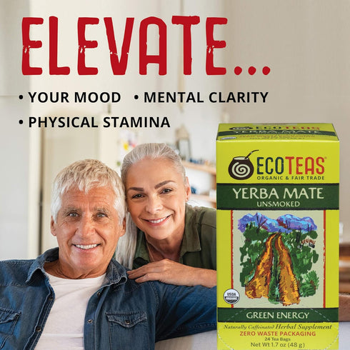 ECOTEAS Organic Unsmoked Yerba Mate Tea Bags - 24 Count, 1.7 Oz - Organic Detox Tea - Hi Caf Tea - Clean Yerba Mate Energy Burst - Ecoteas Yerba M...