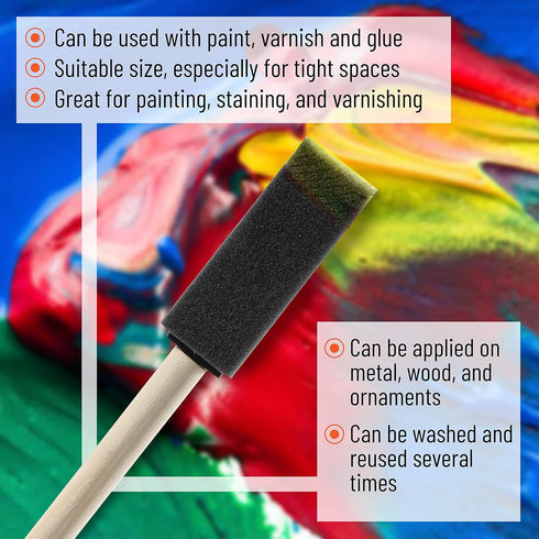 Bates- Foam Paint Brushes, 1 Inch, 26 Pack, Sponge Brushes, Sponge Paint Brush, Foam Brushes for Painting, Foam Brushes for Staining, Paint Sponge...