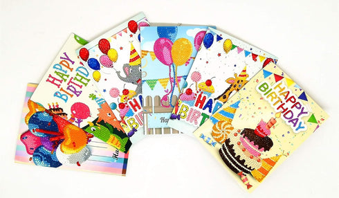 Birthday Cards DIY 5D Diamond Painting Car Number Kits for Adults, 6Pcs 5 x 7 Inch Party Full Drill Design with Envelopes & Tools Included Greetin...
