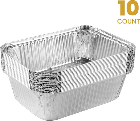PLASTICPRO Disposable 5 LB Aluminum Takeout Tin Foil Baking Pans 7'' X 10'' X 3'' Inch Bakeware - Cookware Perfect for Baking Cakes,Brownies,Bread...