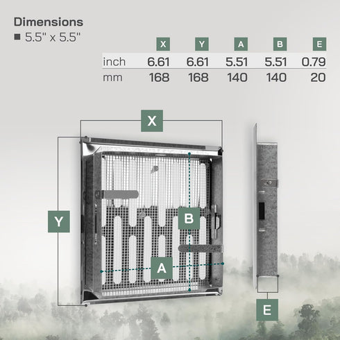 Vent Systems 5.5'' x 5.5" Inch Stainless Steel Vent Cover - Square Air Vent Louver - Removable Ventilation Grille - Integrated Insect Screen - HVA...