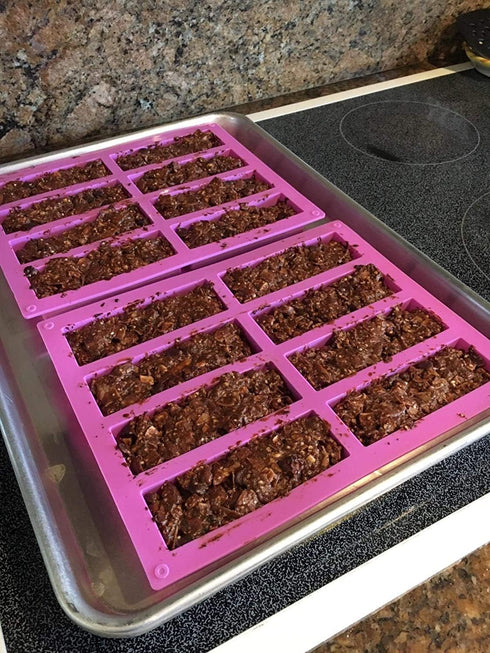 Large Rectangle Silicone Mold 2 PCS 8-Cavity Granola Bar Nutrition Cereal Bar Moulds Baking Pan for Energy Bar Chocolate Truffles Muffin Brownie C...