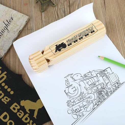 Train Whistle Noisemakers 4 Tone Solid Wooden Train Whistle Noisemakers Train Toy Slide Whistle Noisemakers for Adults Birthday Party Favors Carni...