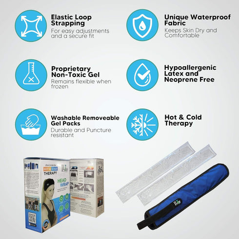 Headache Relief Hot Cold Therapy Wrap for Migraine Relief Dental Pain Treatment Patella Tendon and Sinus Pressure Cold Pack...