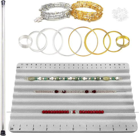 hobbyworker The 0.6mm Memory Wire Jewelry Beading Wire with Bead Board for Jewelry Crafts Making Supplies Necklace Bracelet Earring DIY?Silver,Gol...